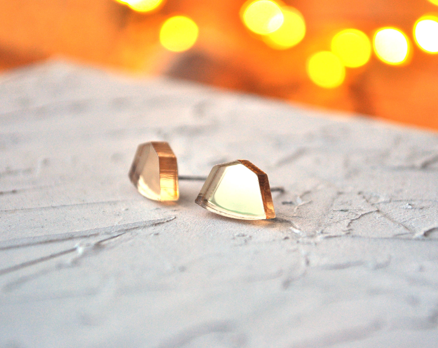 Зеркальные пятиугольники - серьги-гвоздики зеркальные