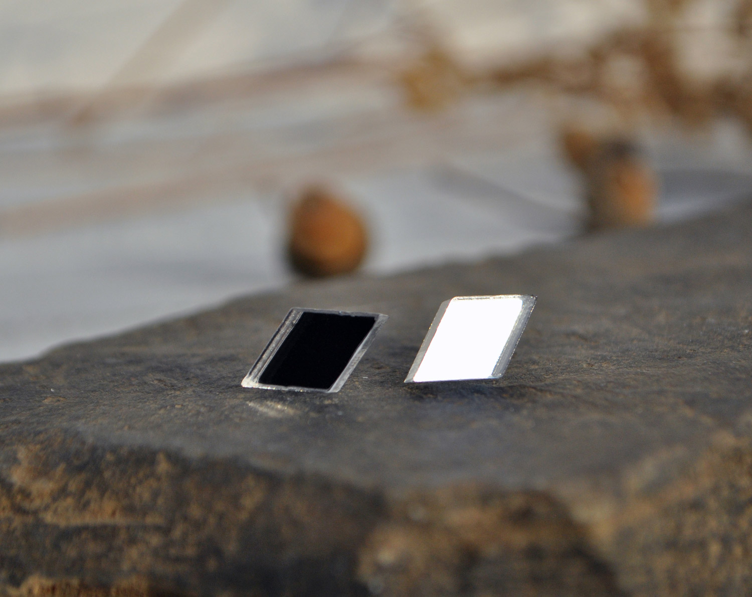 Зеркальные ромбы - серьги-гвоздики зеркальные