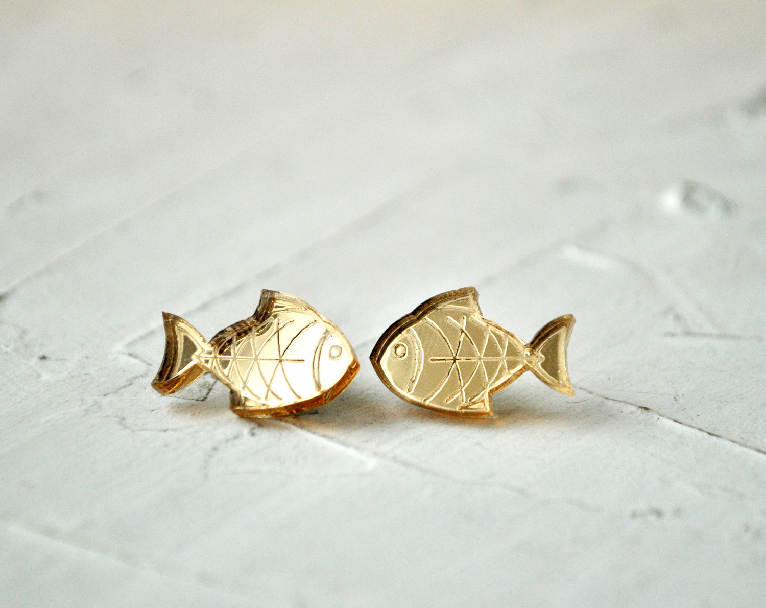 Зеркальные рыбки - серьги-гвоздики зеркальные