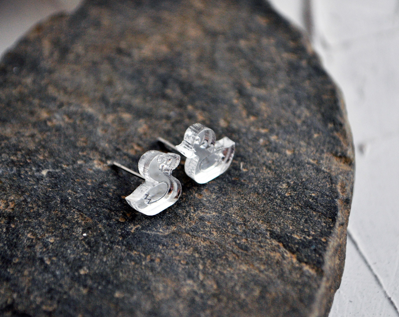 Зеркальные уточки - серьги-гвоздики зеркальные