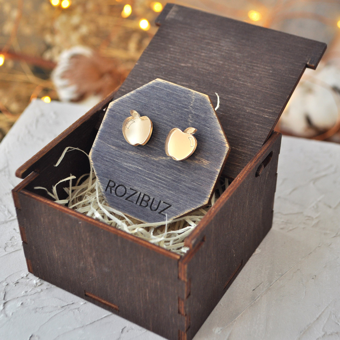 Зеркальные яблоки - серьги-гвоздики зеркальные