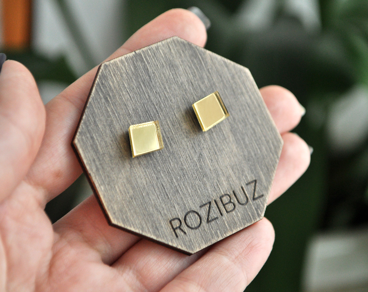 Зеркальные четырехугольники - серьги-гвоздики зеркальные