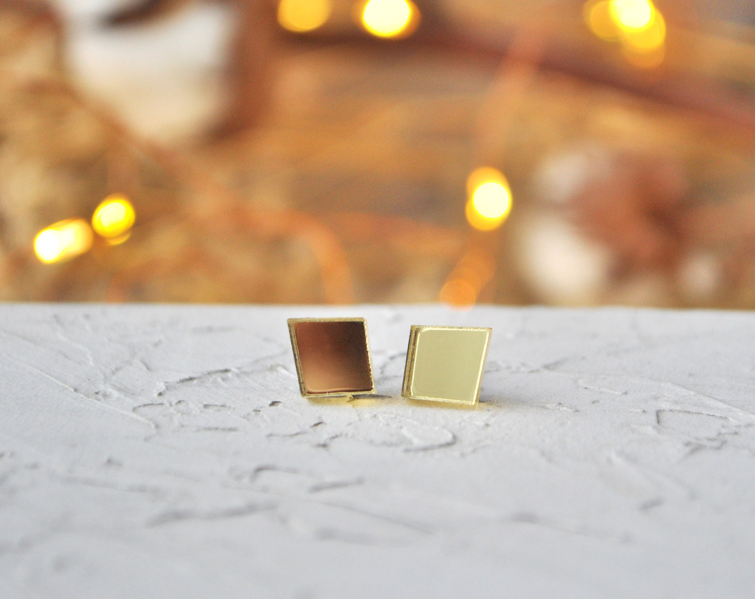 Зеркальные четырехугольники - серьги-гвоздики зеркальные