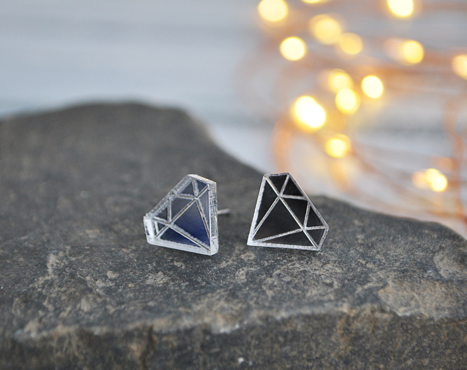 Зеркальные алмазы - серьги-гвоздики зеркальные