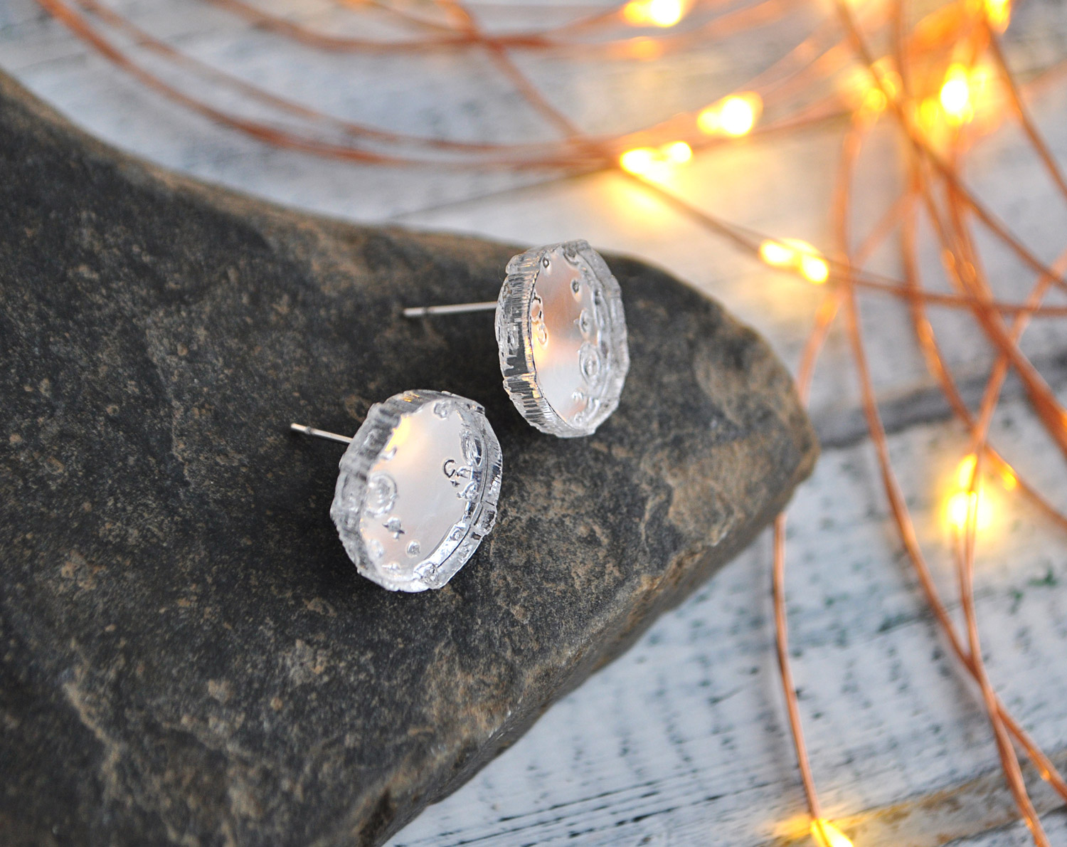 Зеркальная Луна - серьги-гвоздики зеркальные