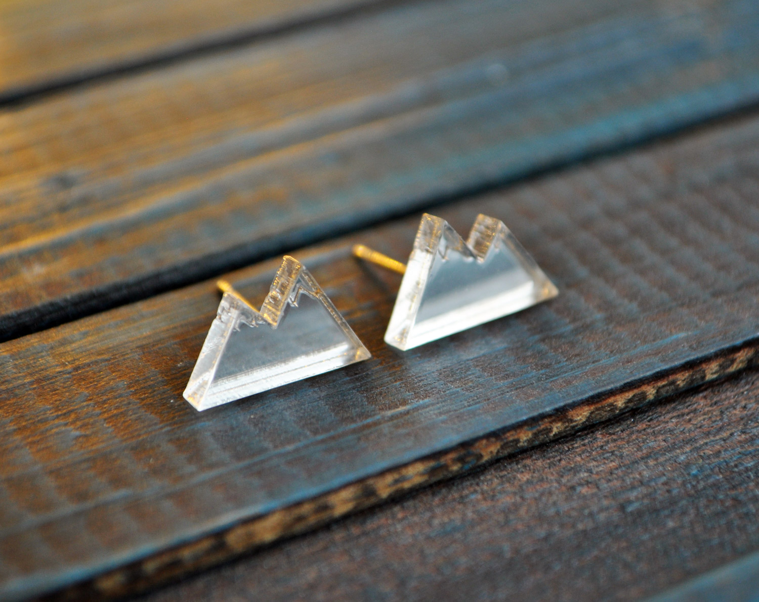 Зеркальные горы - серьги-гвоздики зеркальные