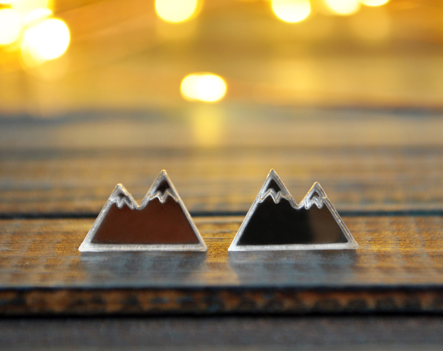 Зеркальные горы - серьги-гвоздики зеркальные