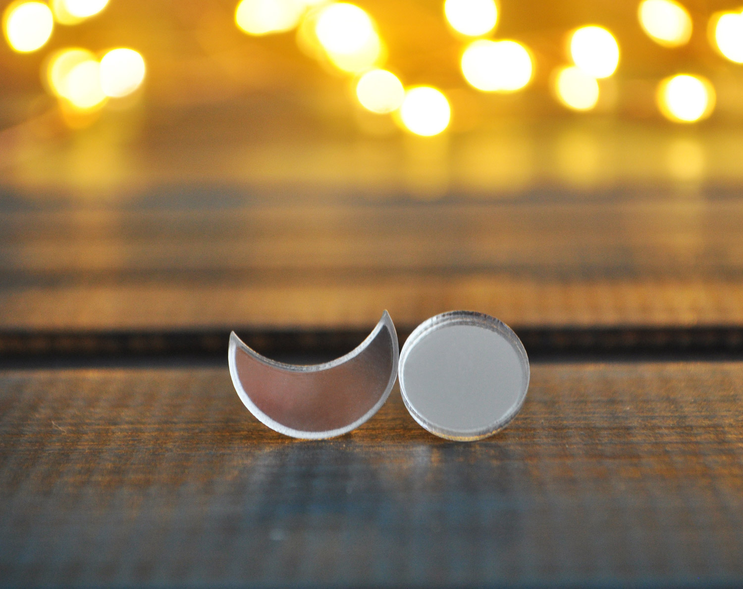 Асимметричные: Луна и Солнце - серьги-гвоздики зеркальные