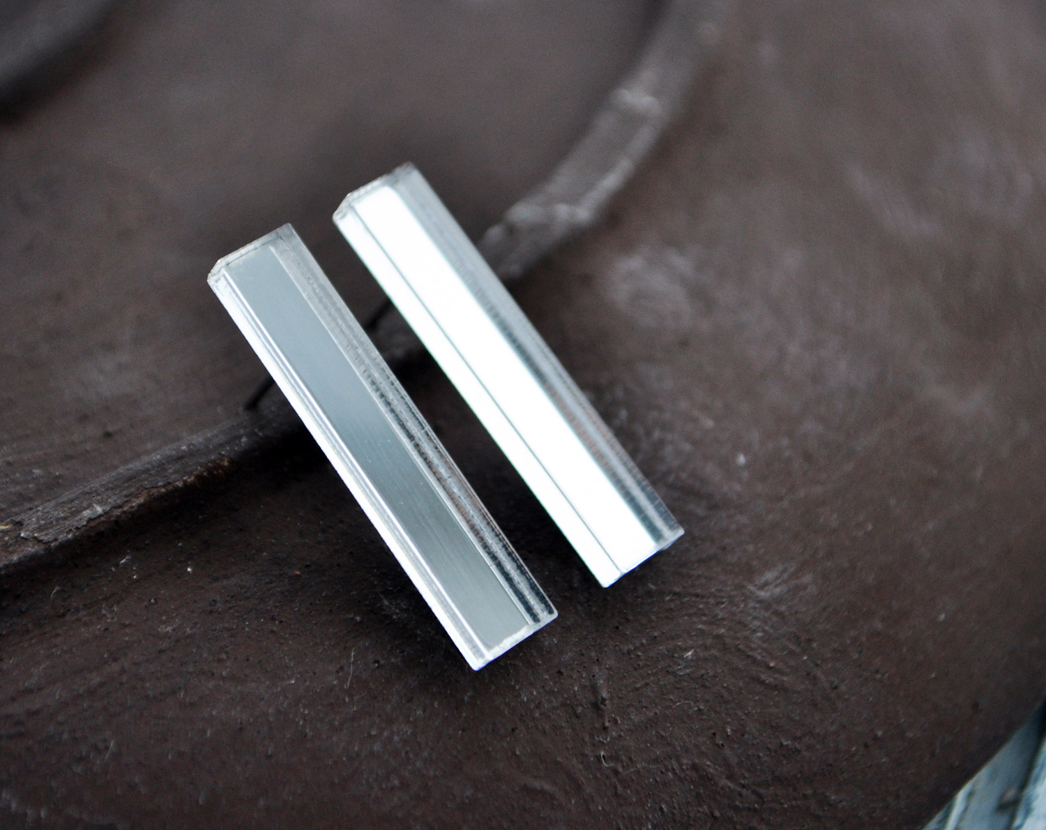 Зеркальные палочки - серьги-гвоздики зеркальные