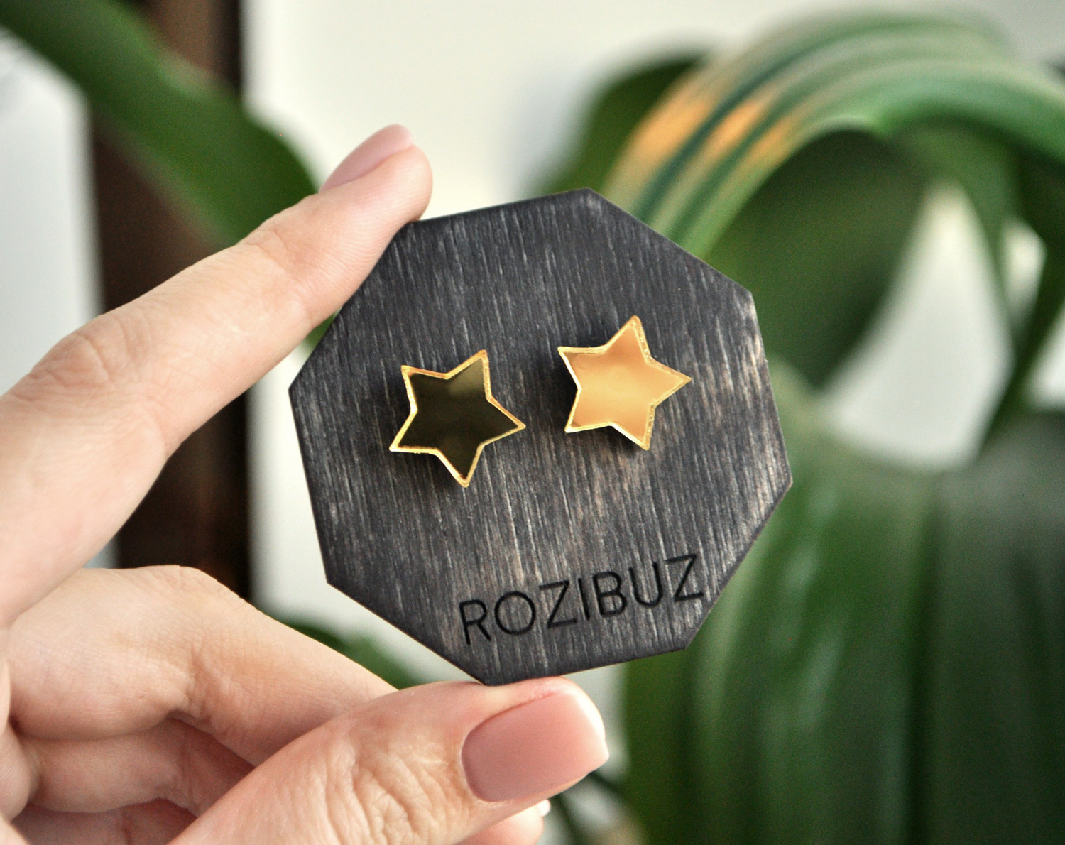 Зеркальные звездочки - серьги-гвоздики зеркальные