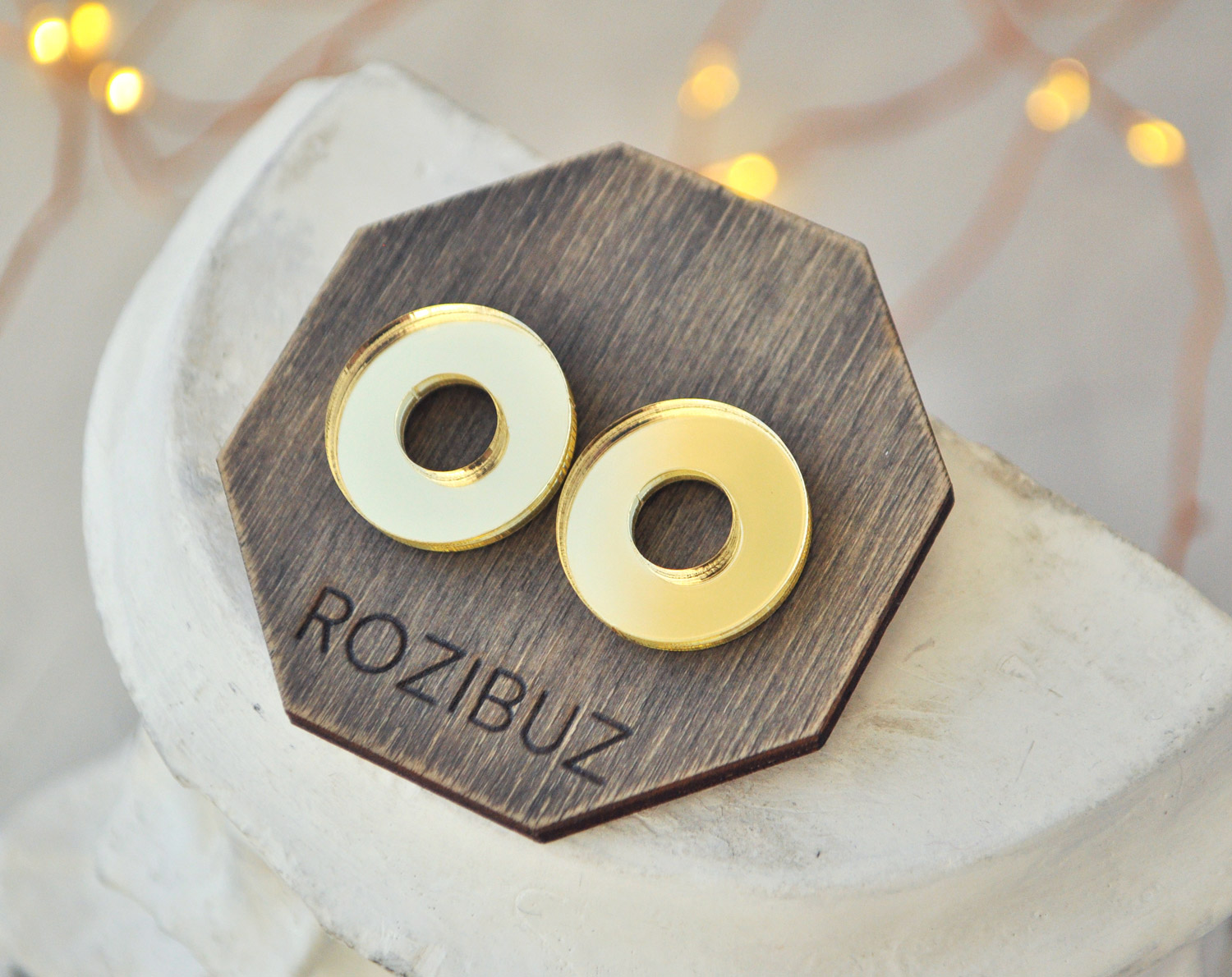 Малый бублик - серьги-гвоздики зеркальные