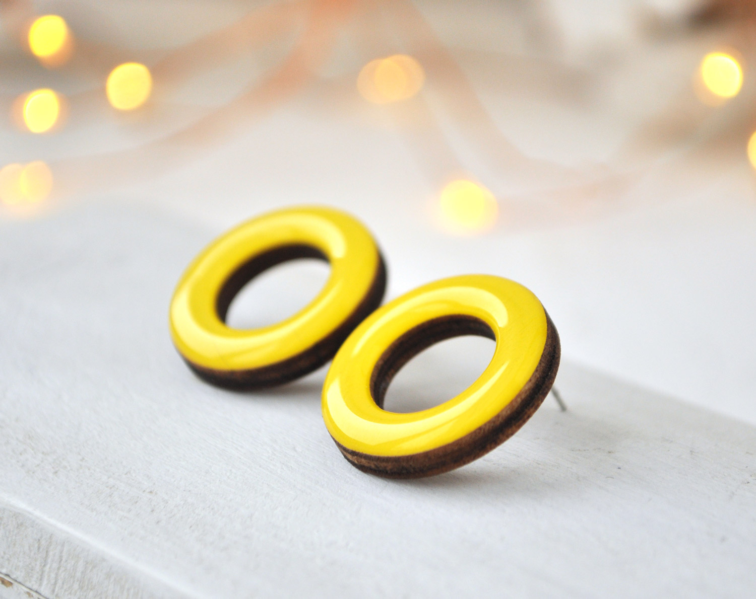 бублики большие - серьги-гвоздики разных цветов