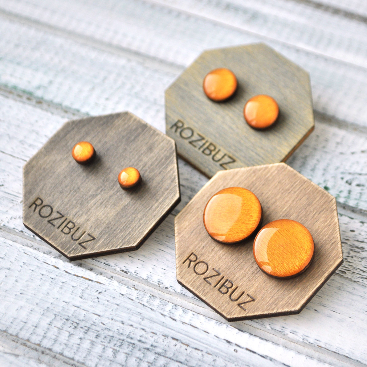 золотой - круг - серьги-гвоздики разных размеров