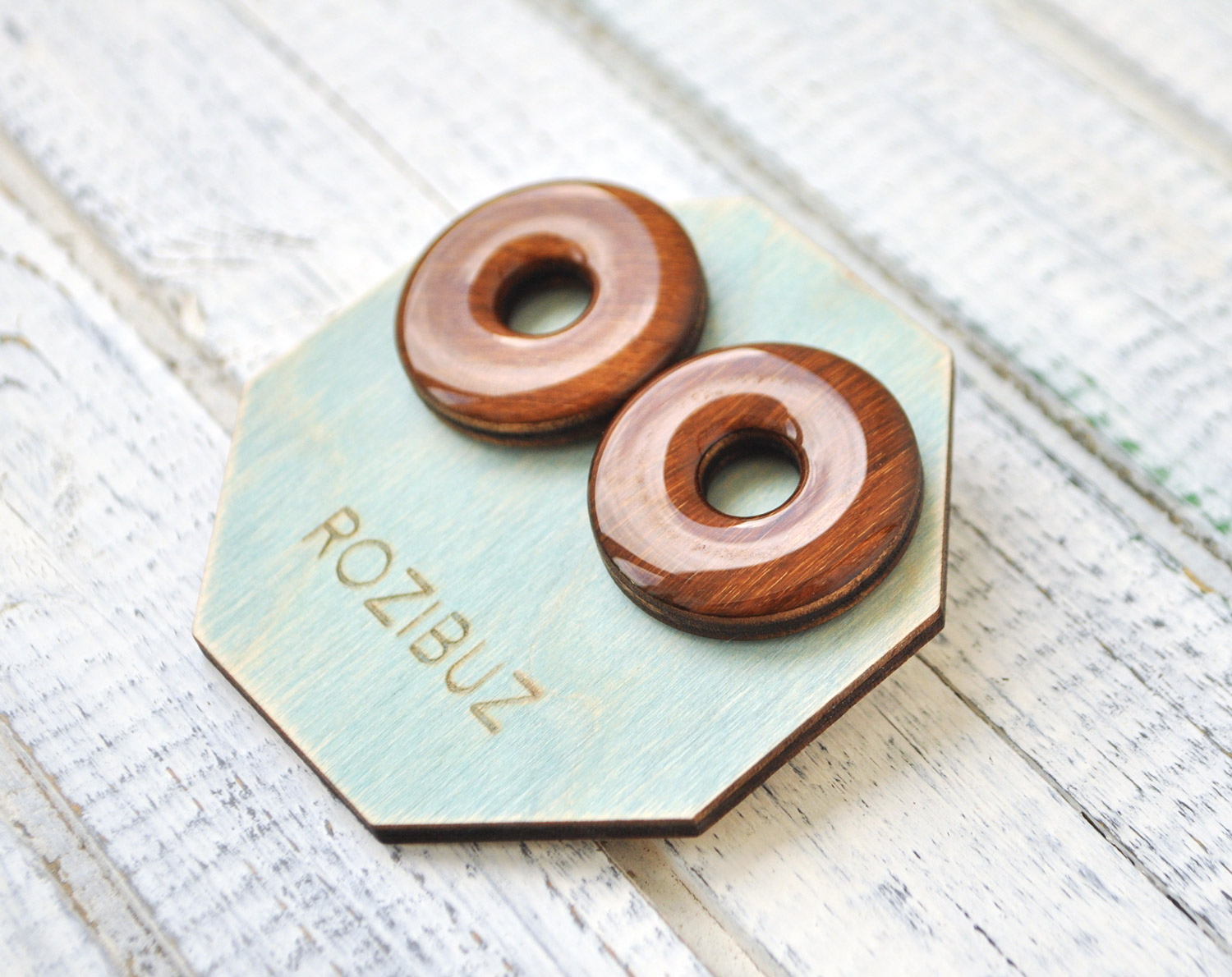 диск - серьги-гвоздики деревянные