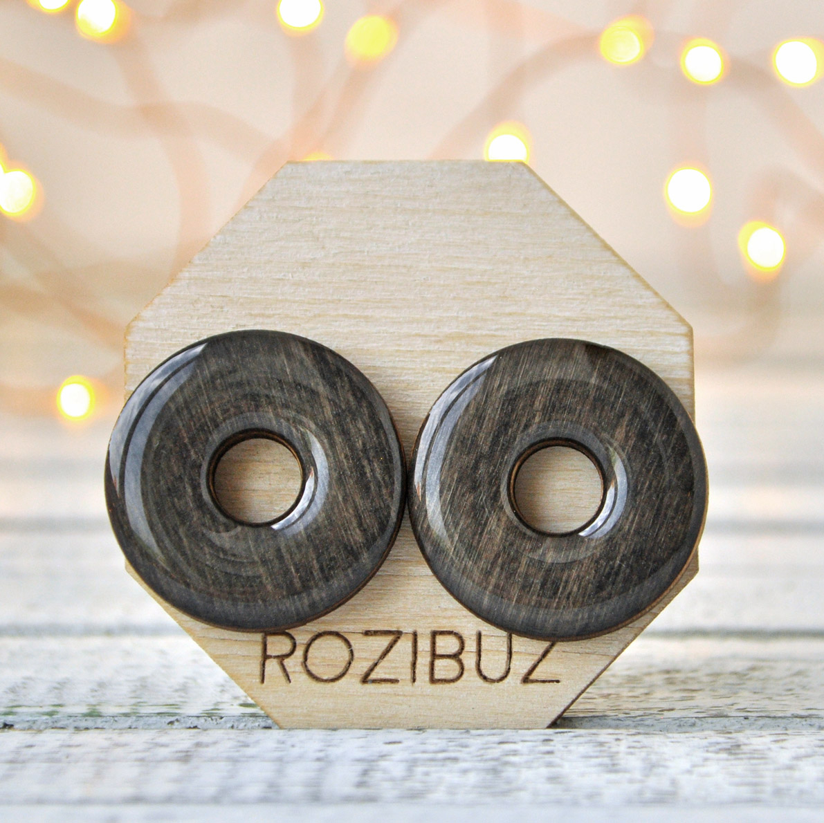 диск - серьги-гвоздики деревянные