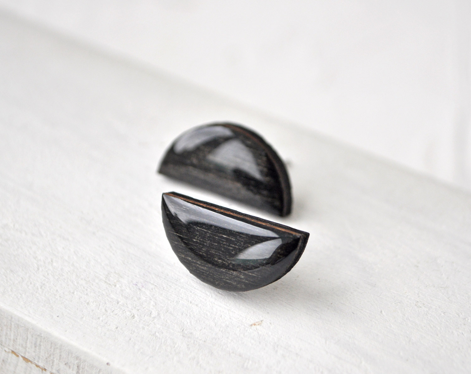 дольки - серьги-гвоздики деревянные