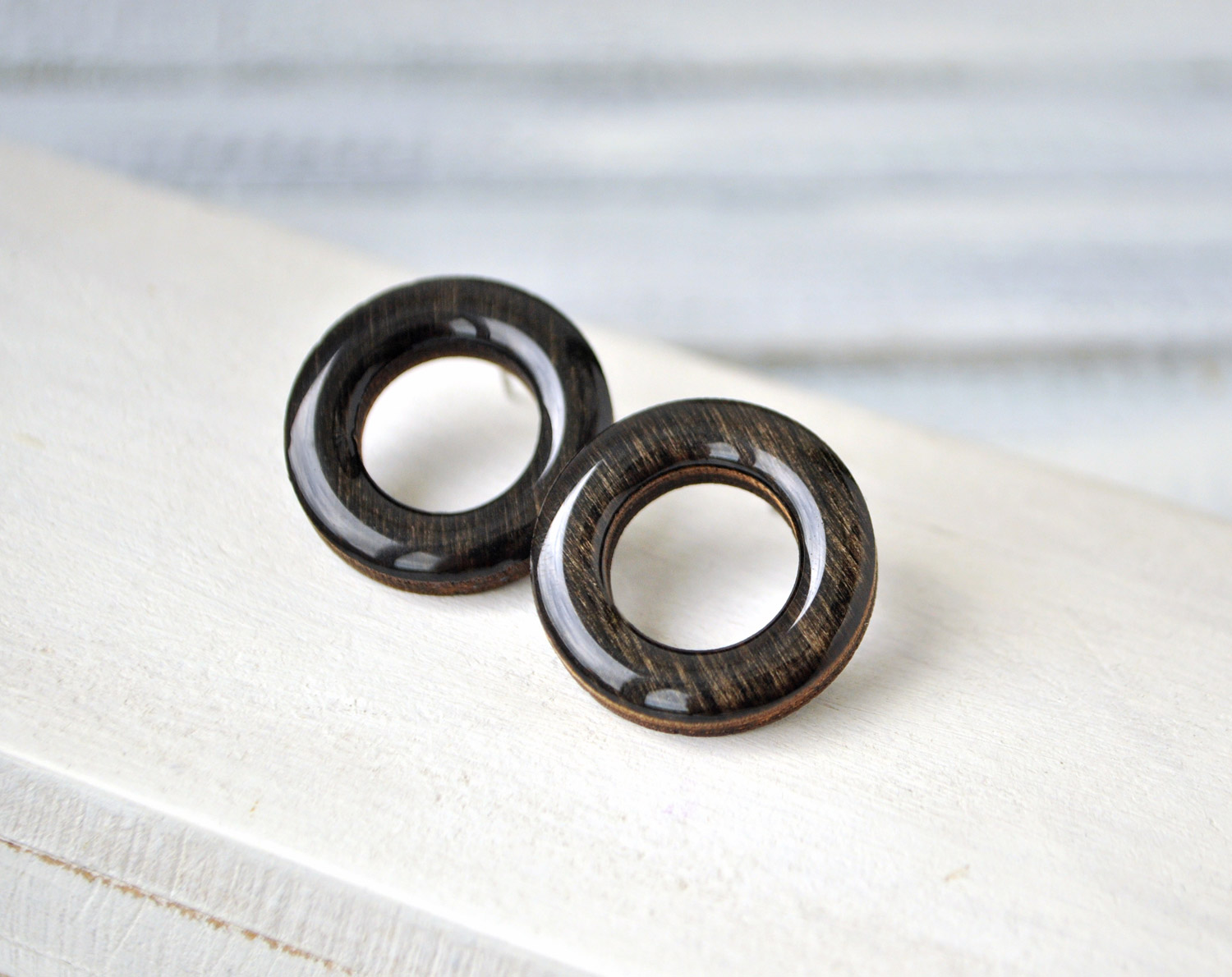 бублики большие - серьги-гвоздики деревянные