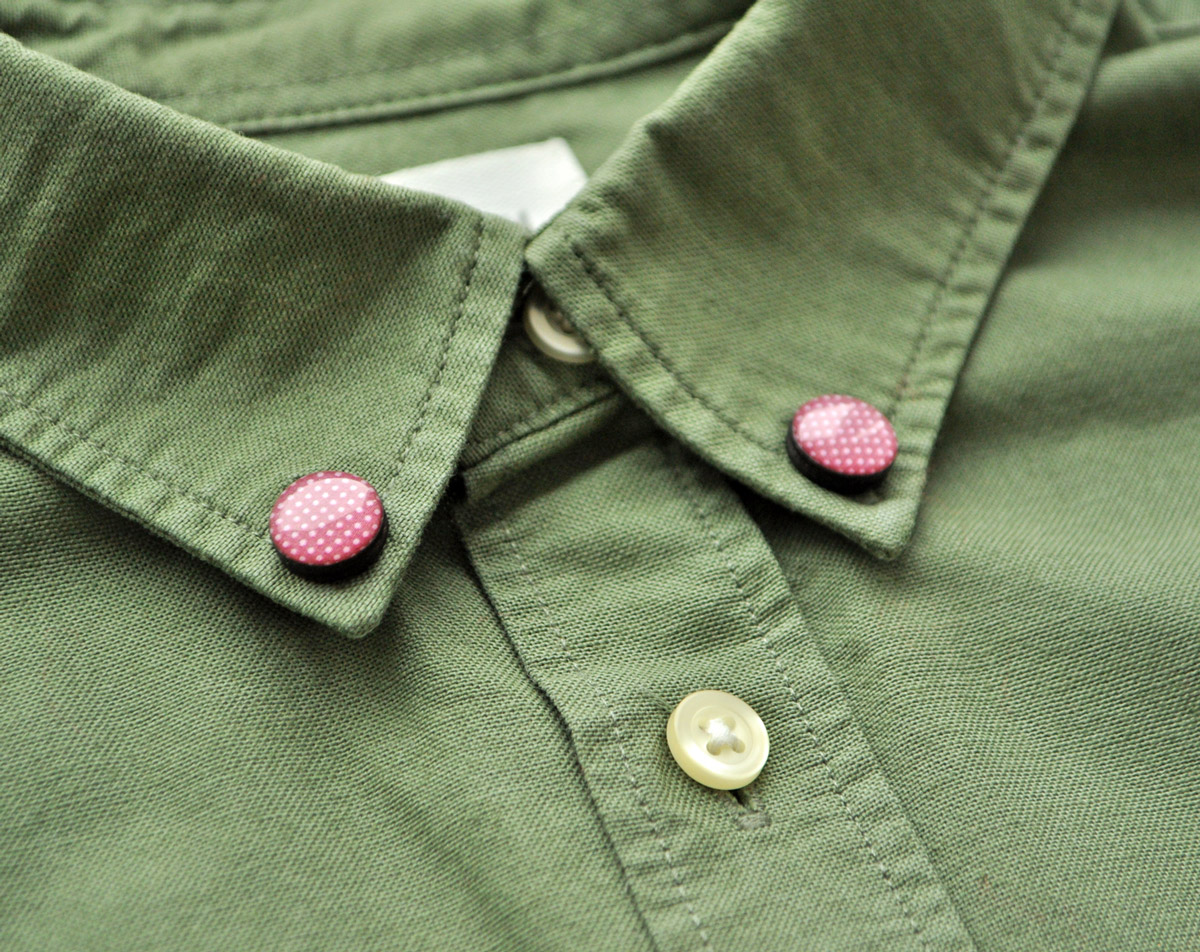 малиновый горошек - броши на воротник рубашки