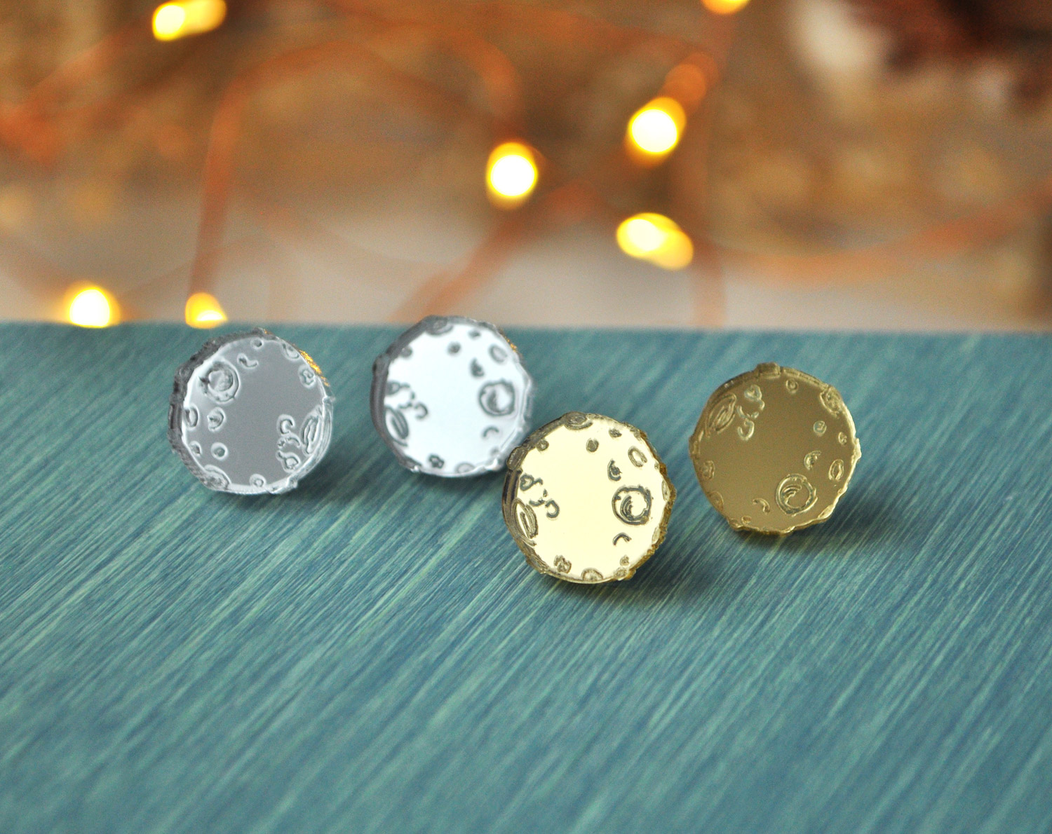 Луна - зеркальные броши на воротник рубашки