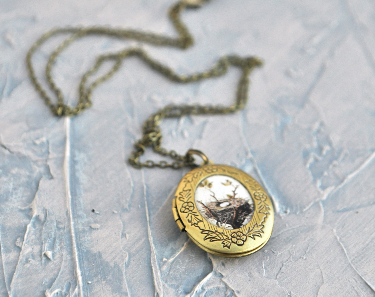 Гнездышко - медальон на цепочке