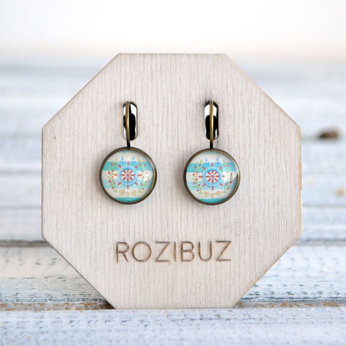 Штурвал - серьги в латунной оправе