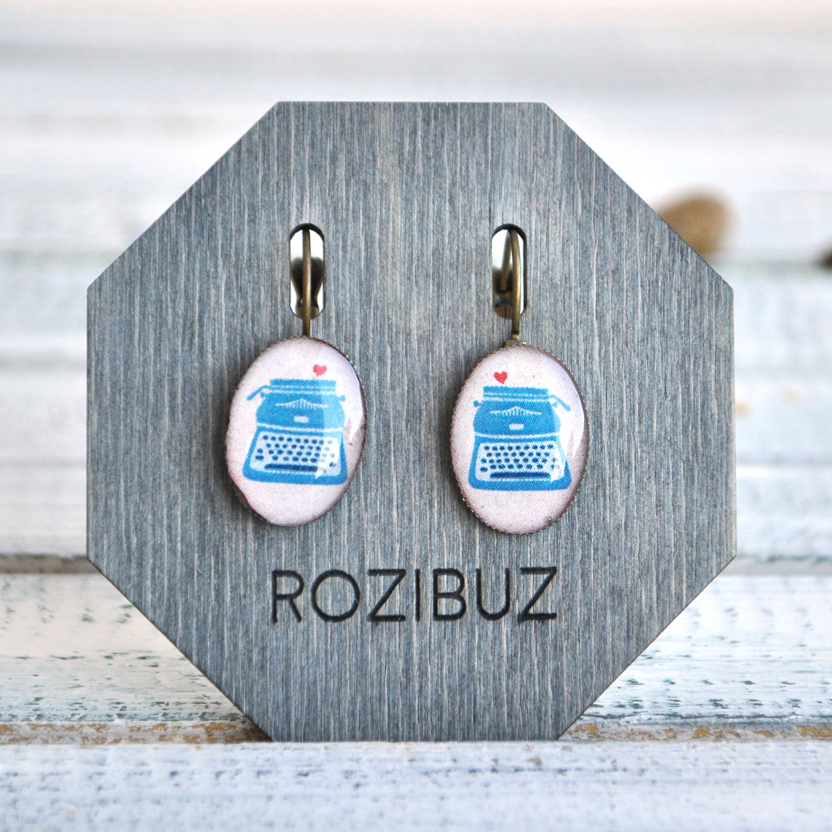 Печатная машинка - серьги в латунной оправе