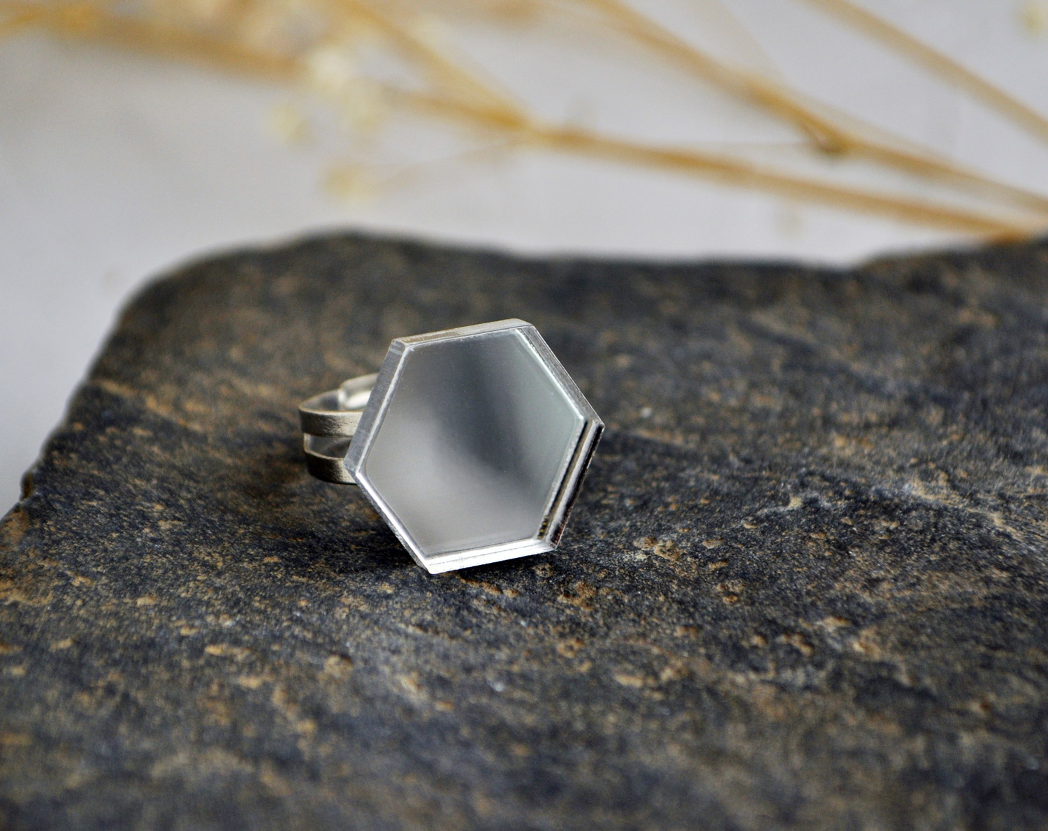 Шестиугольник - кольцо зеркальное