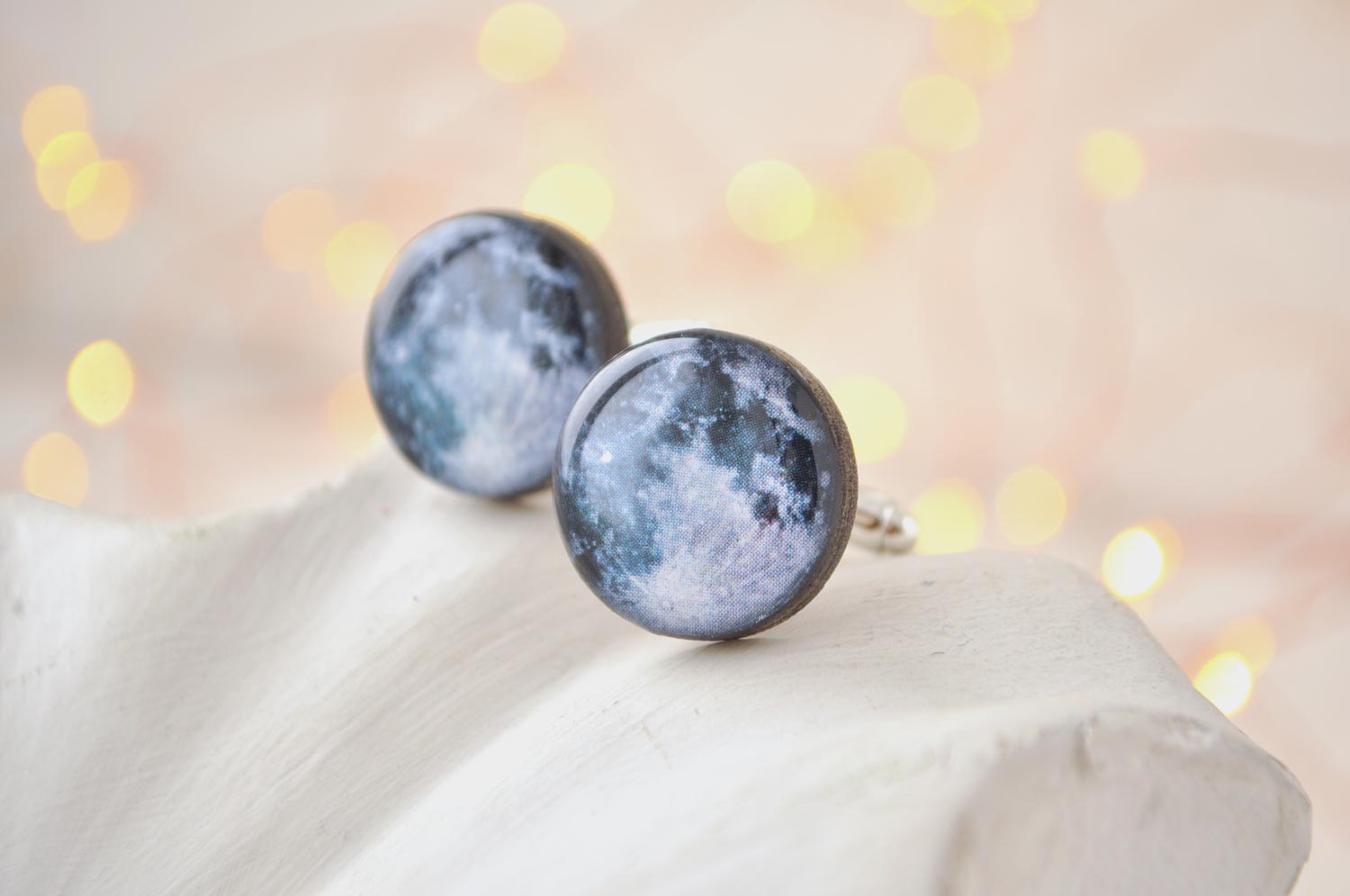 Луна - деревянные запонки