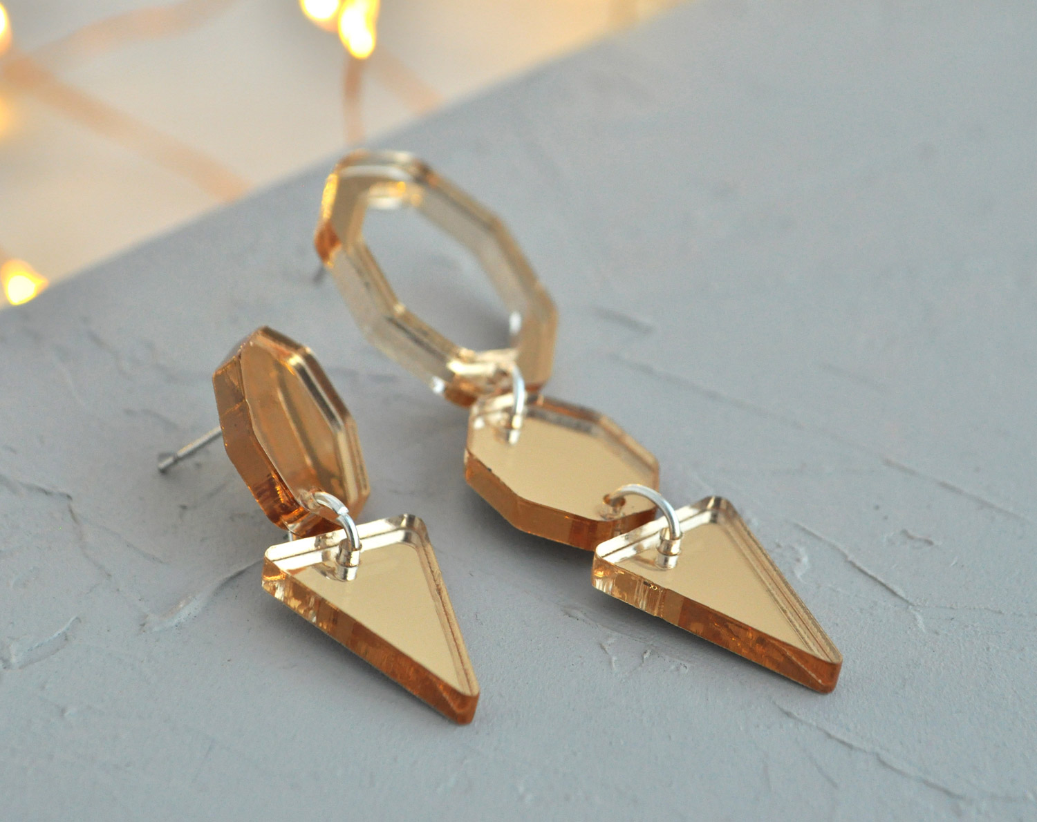 Зеркальная геометрия - асимметрия - серьги зеркальные асимметричные