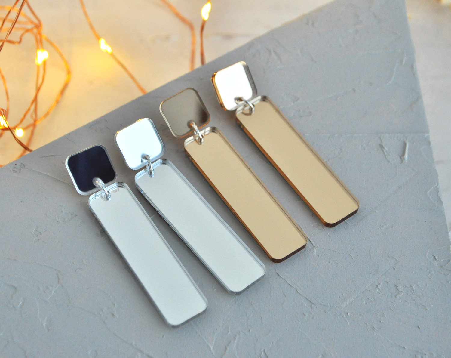 Зеркальная геометрия - полотно - серьги зеркальные