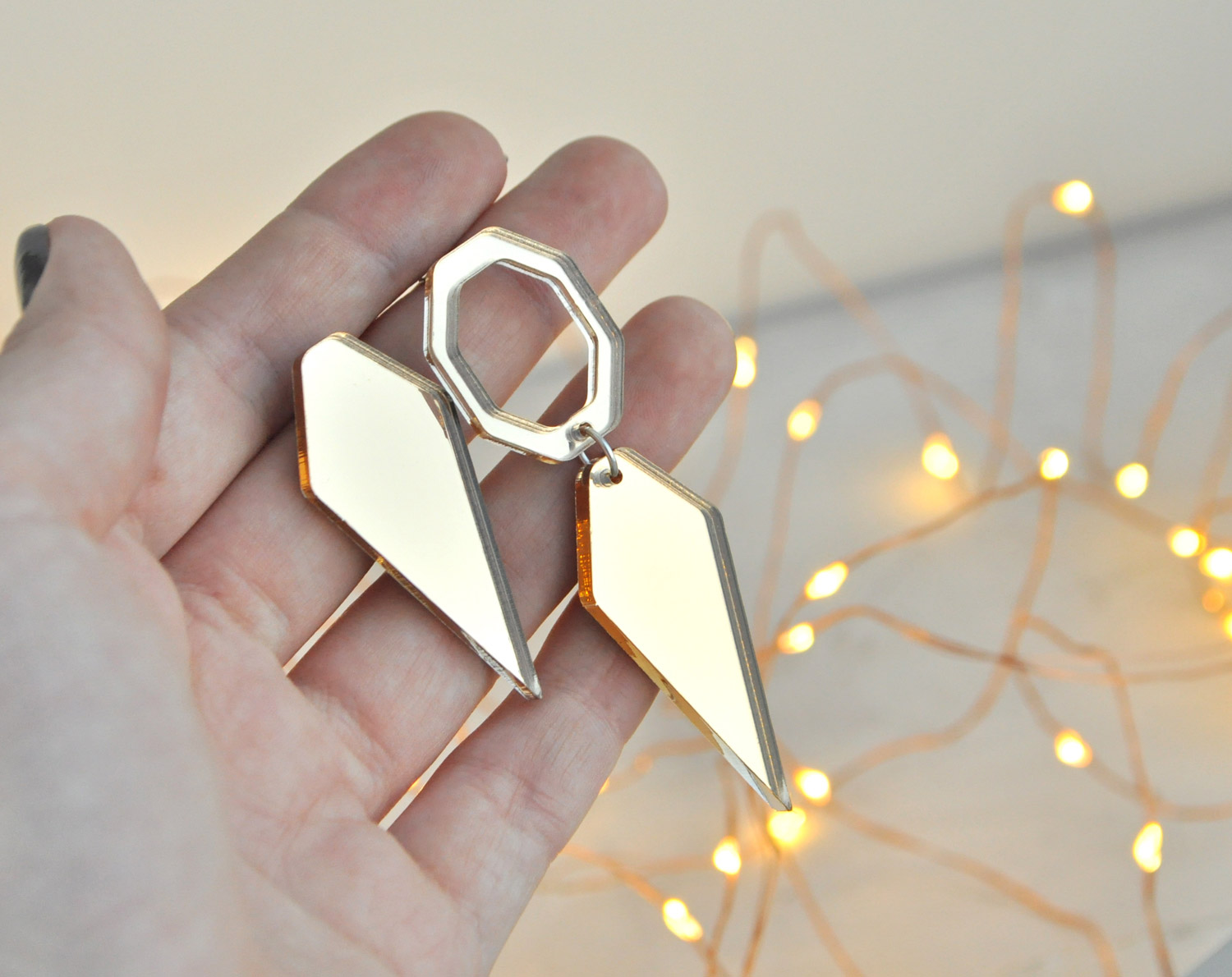 Зеркальная геометрия - капли сплошные - серьги зеркальные