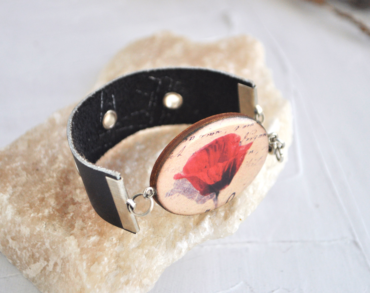 Красный мак - браслет