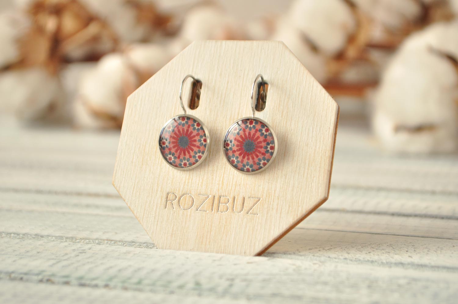 марракеш розовый - серьги в металлической оправе