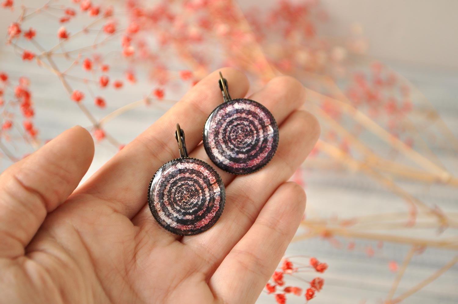 Мерцание - серьги в латунной оправе