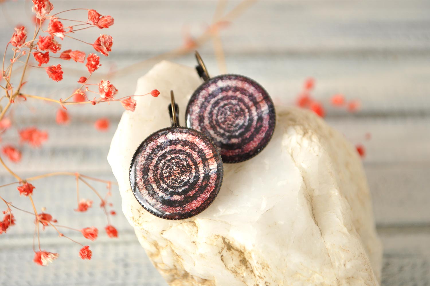 Мерцание - серьги в латунной оправе