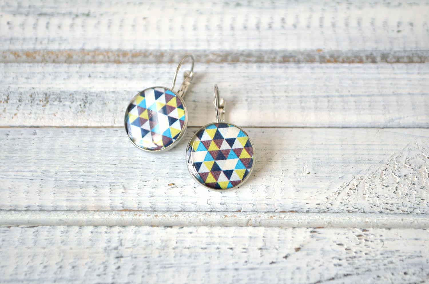 Мозаика - серьги в металлической оправе