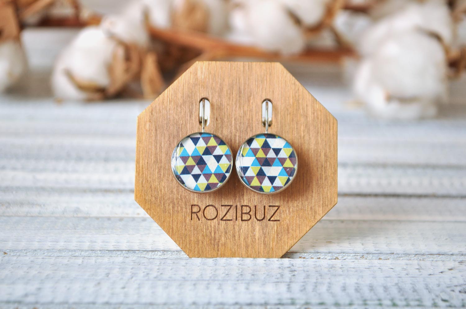 Мозаика - серьги в металлической оправе