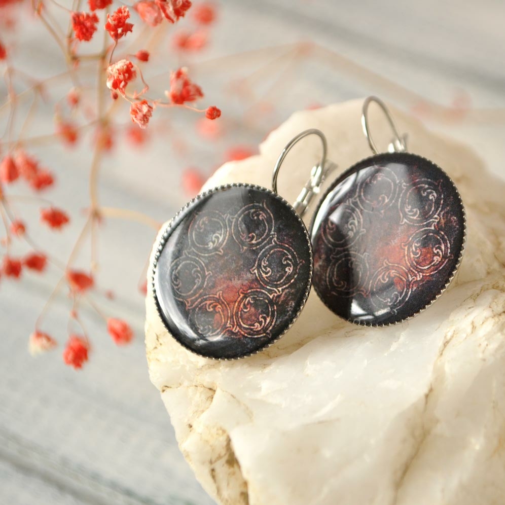 Серьги с кругами - в латунной оправе