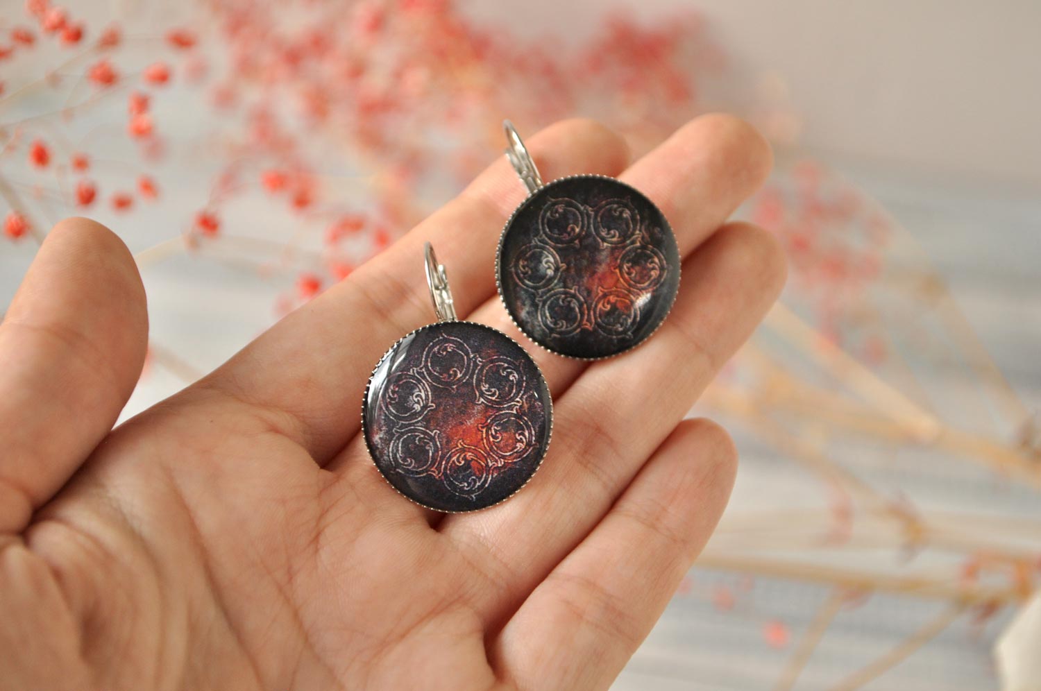 Серьги с кругами - в латунной оправе