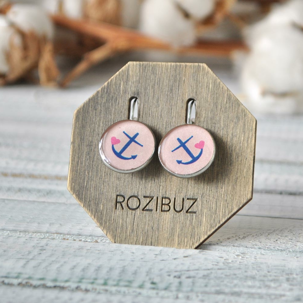 Якорь - серьги в металлической оправе