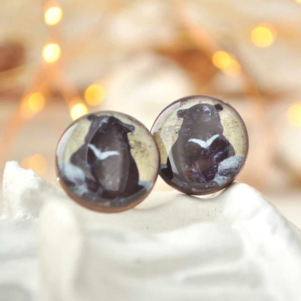 Медведь гризли - деревянные запонки