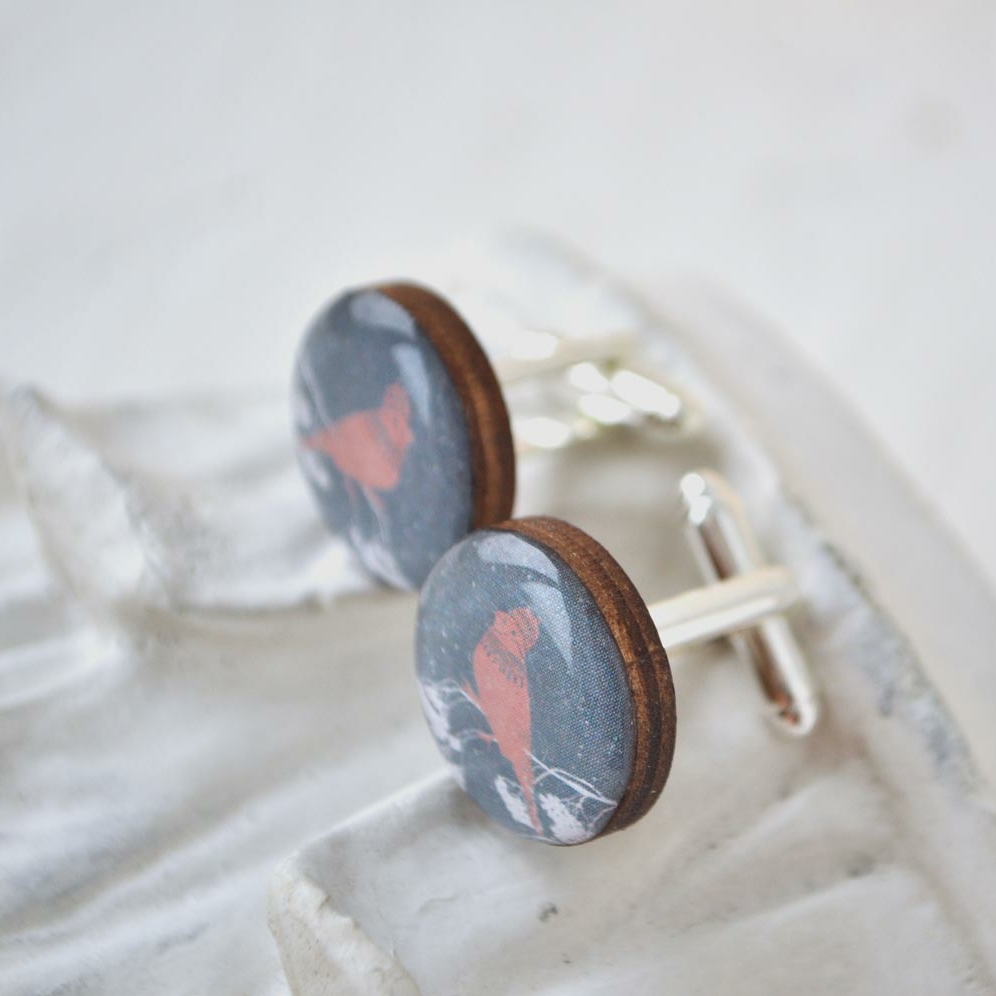 Птички - деревянные запонки