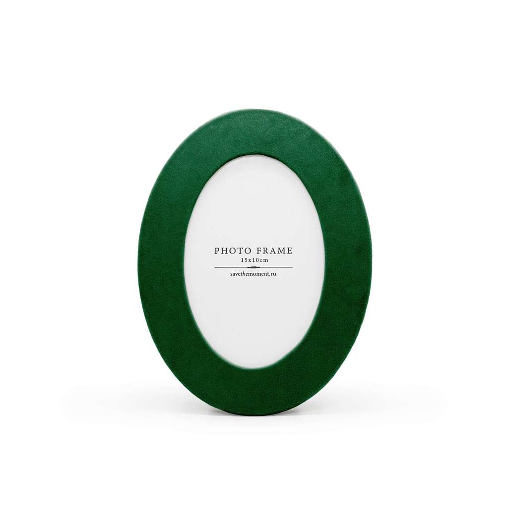 Фоторамка овальная 10х15, с овальным окошком, велюр, deep forest