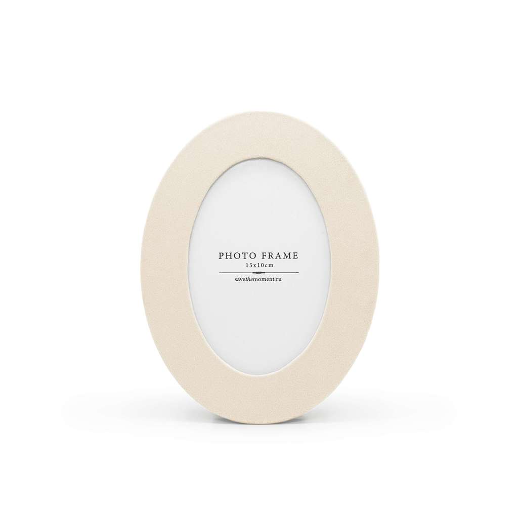 Фоторамка овальная 10х15, с овальным окошком, велюр, cream