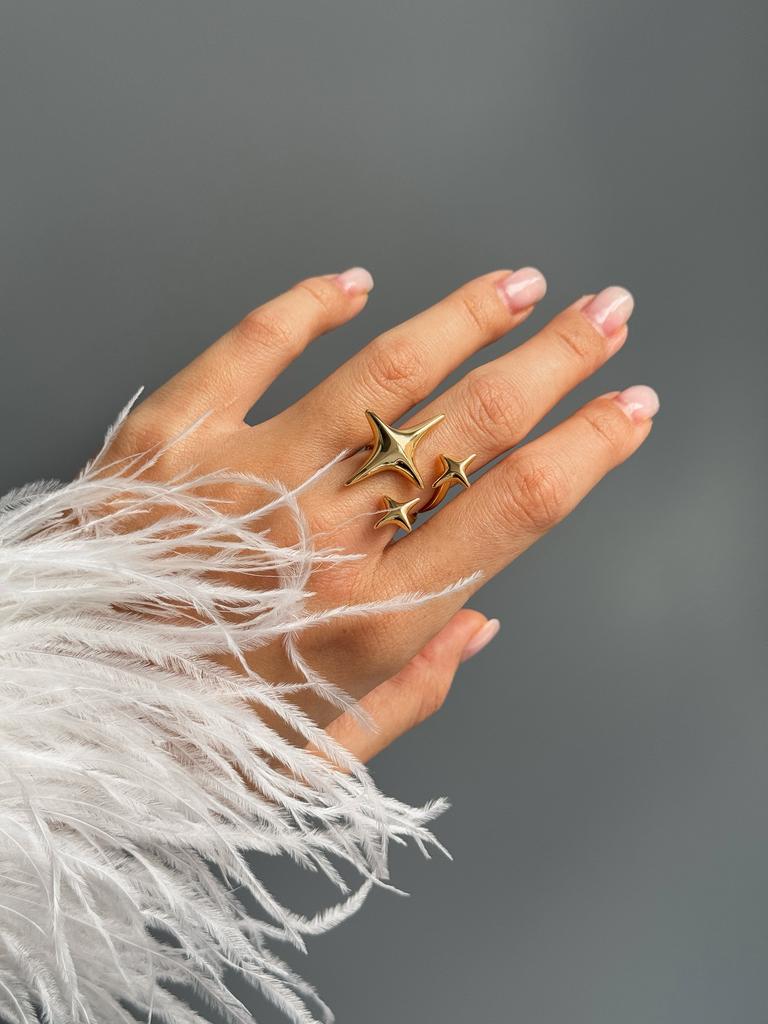 Кольцо звёздочки (позолота)