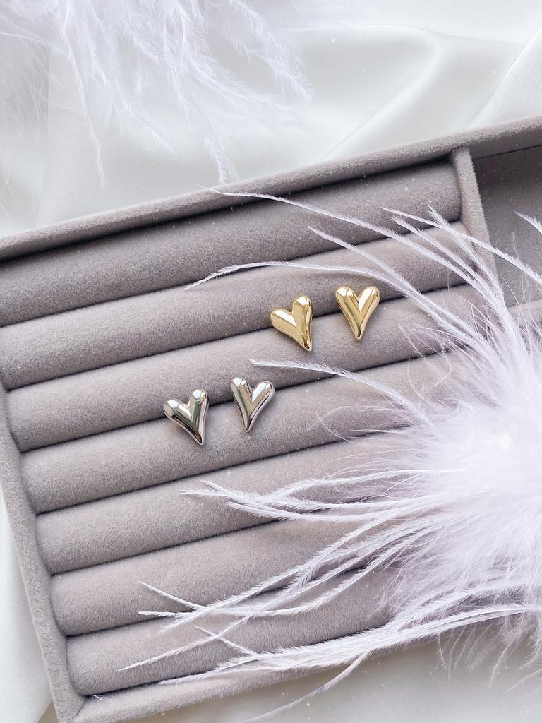 Серьги-гвоздики сердца