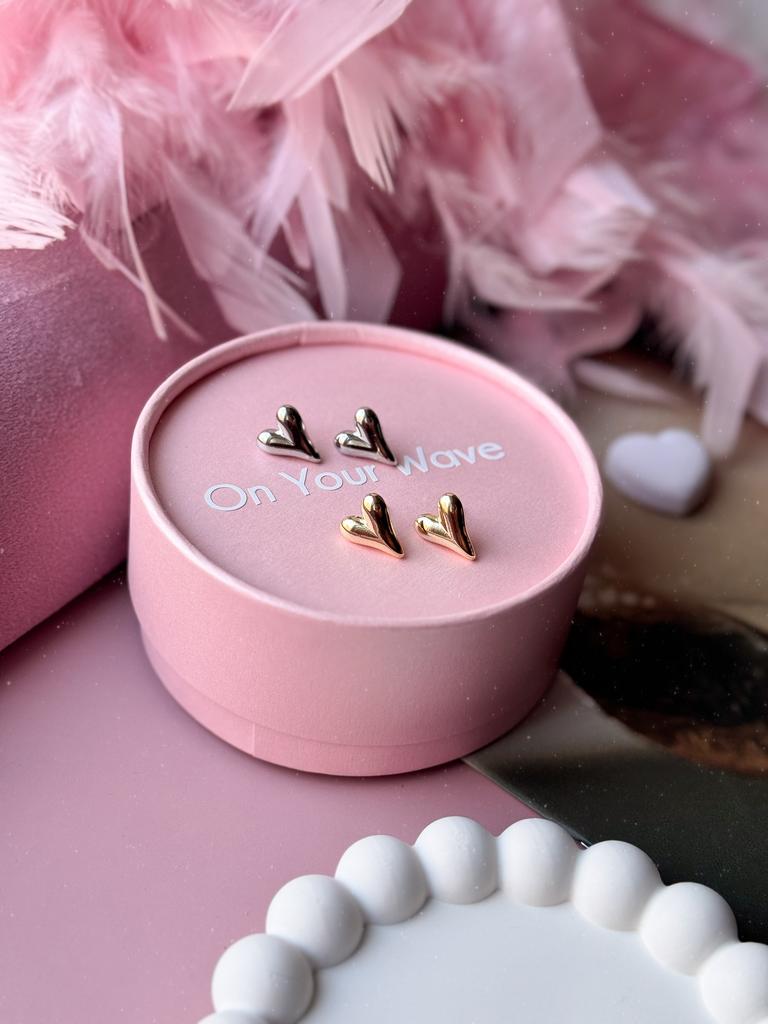 Серьги-гвоздики сердца