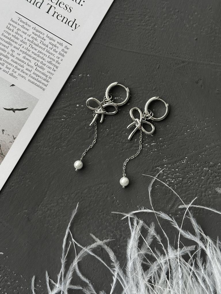 Серьги с бантиками (родий)