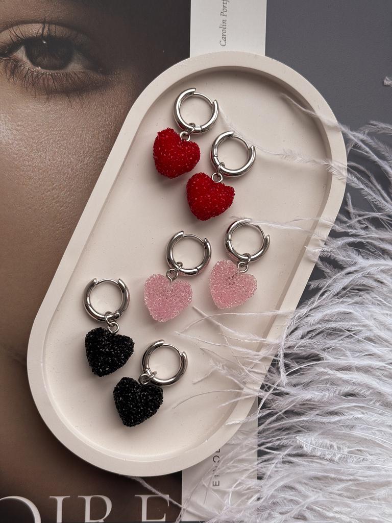 Серьги-конго сахарные сердечки