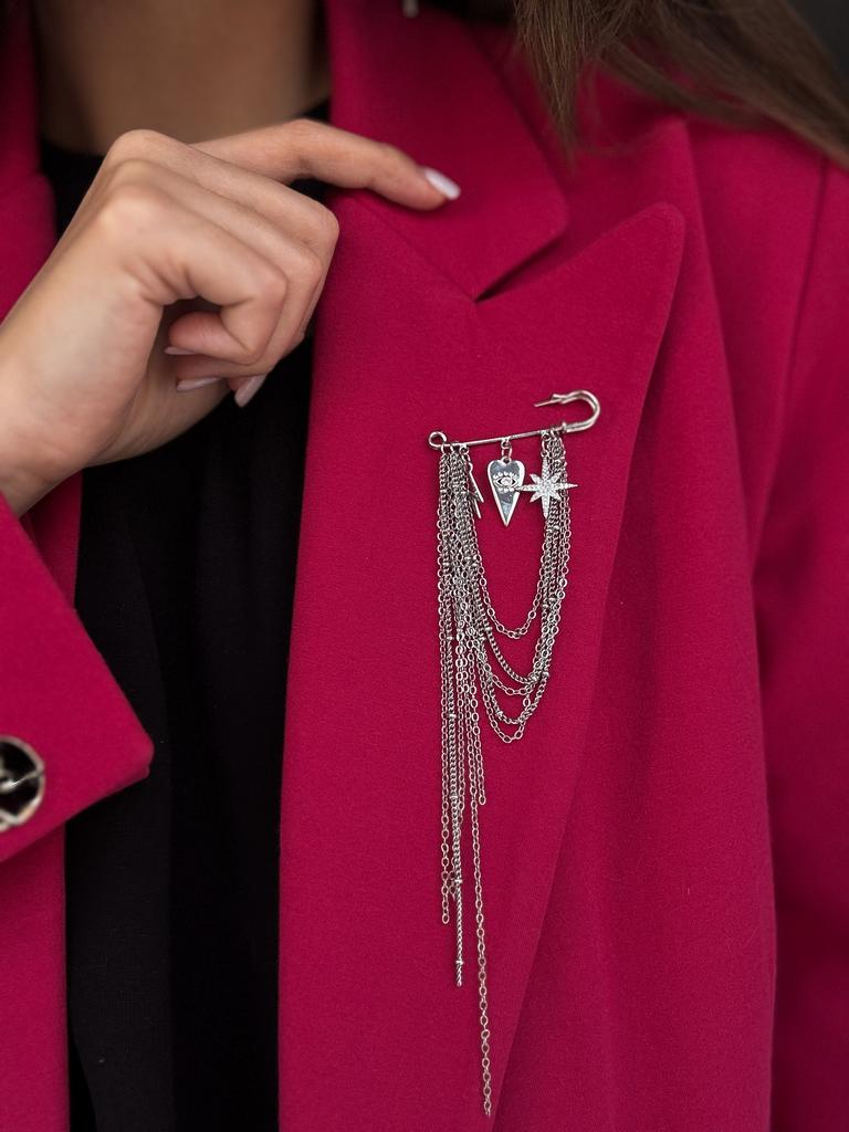 Брошь-булавка с тремя подвесками (родий)